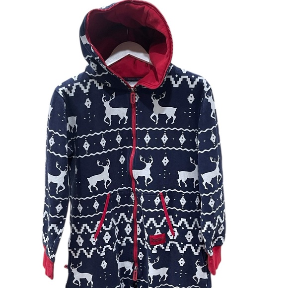 Tipsy Elves Men’s Reindeer Sweatshirt Jumpsuit SZ M Navy Red White - Picture 5 of 7